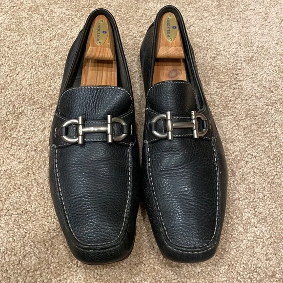 Mens ferragamo driver loafers dark brown horsebit logo pebble leather shoes $695 Parigi Gancini Bit Driver – M. Dumas and Sons main image 4
